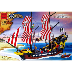 КОНСТРУКТОР BRICK 308 Корабль Черная жемчужина из серии Пираты  870 деталей (совместим с конструктором Лего)